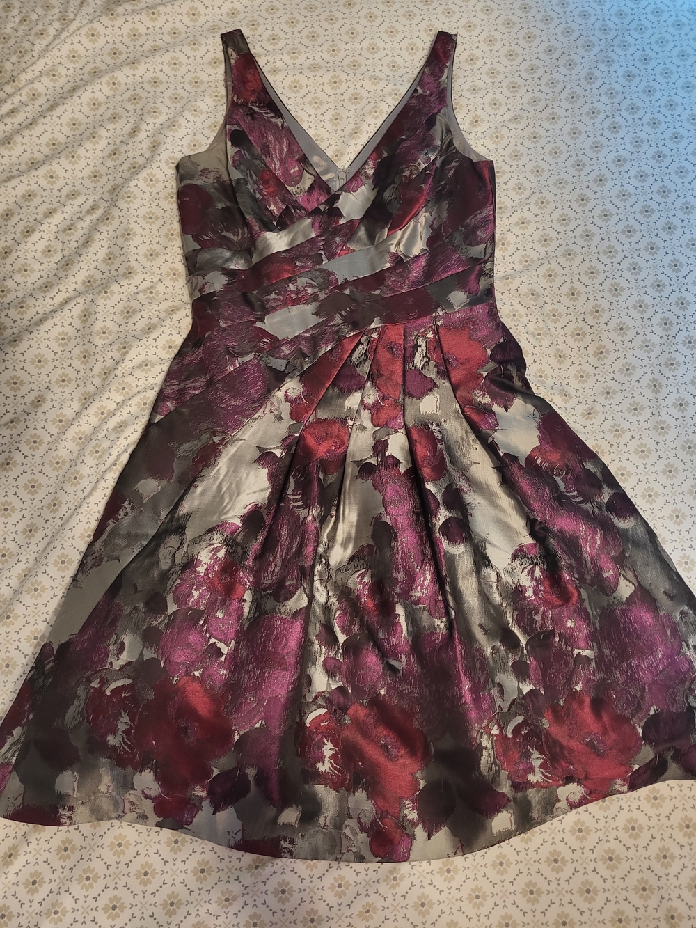 White House Black Market Silver and Plum Dress